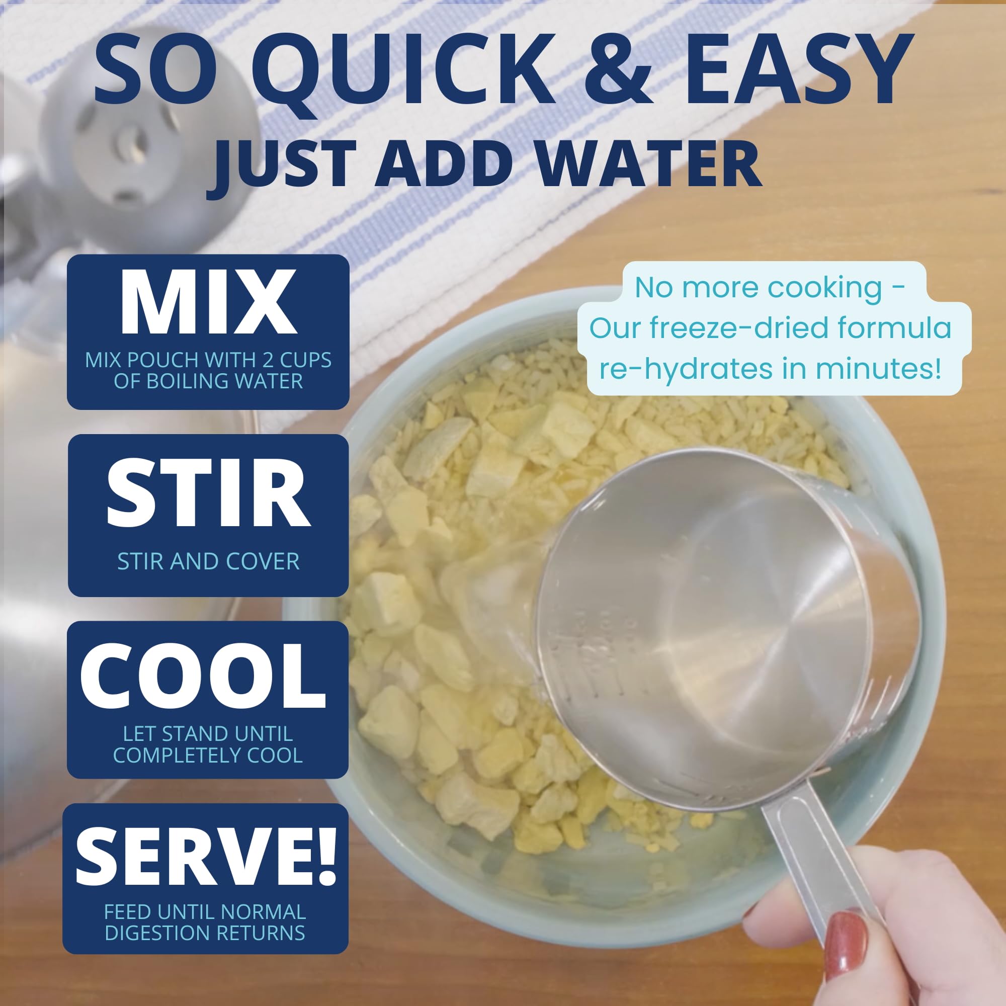 Under the Weather Bland Diet rehydration image showing quick water mix for meals.