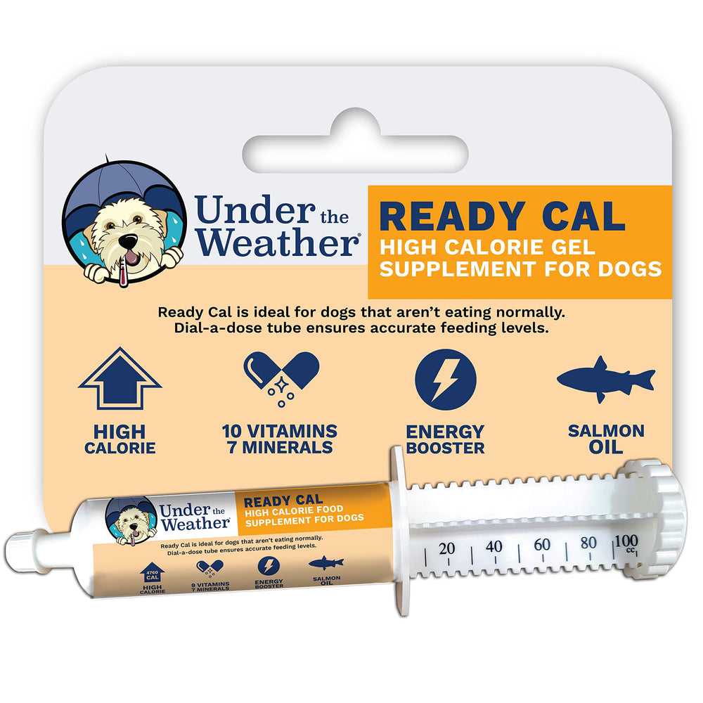 Under the Weather Ready Cal for Dogs dial-a-dose tube for precise dosing.