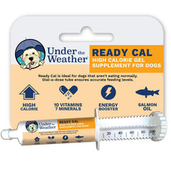 Under the Weather Ready Cal for Dogs dial-a-dose tube for precise dosing.