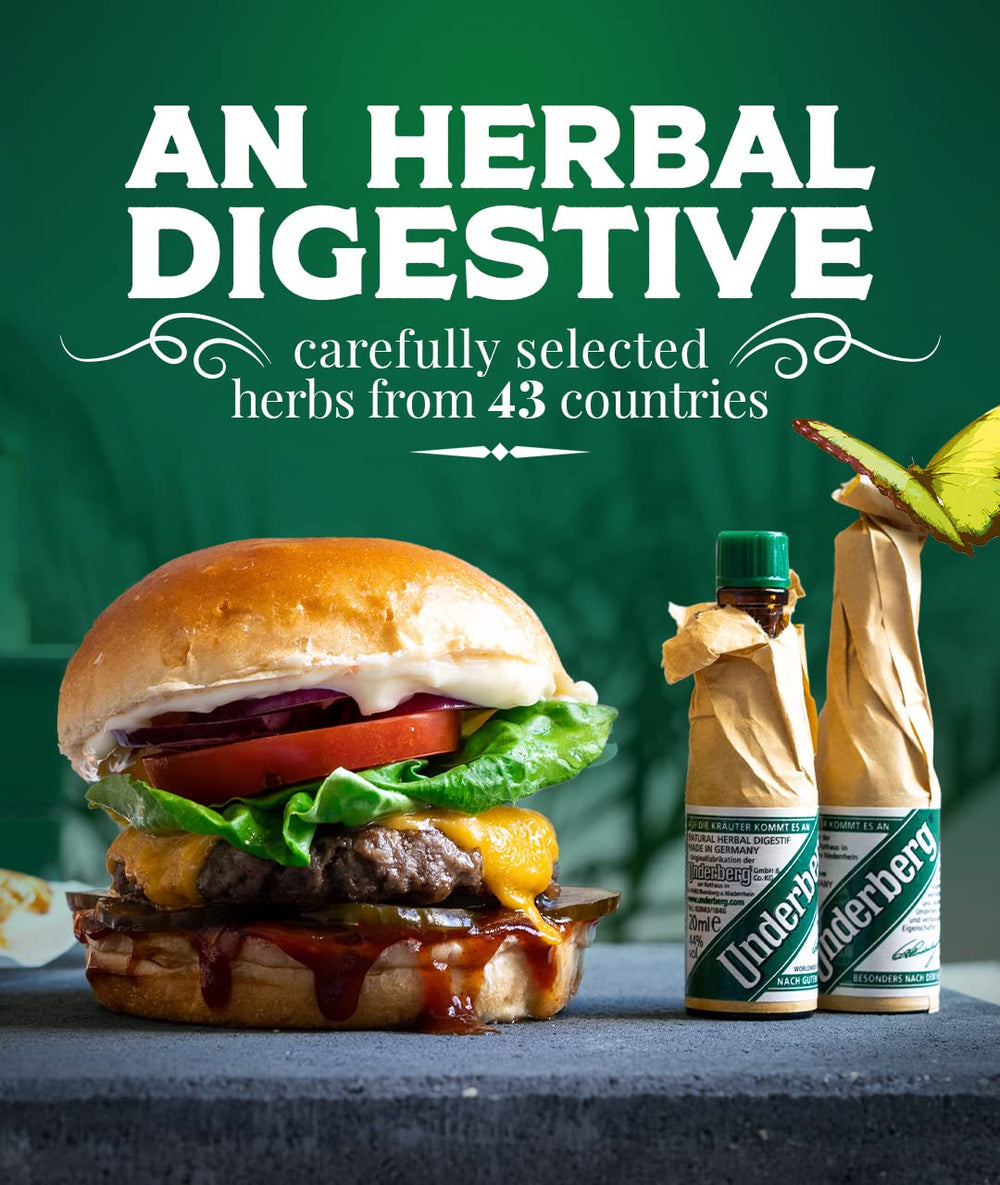 Underberg bottle in hand conveying an on-the-go tradition