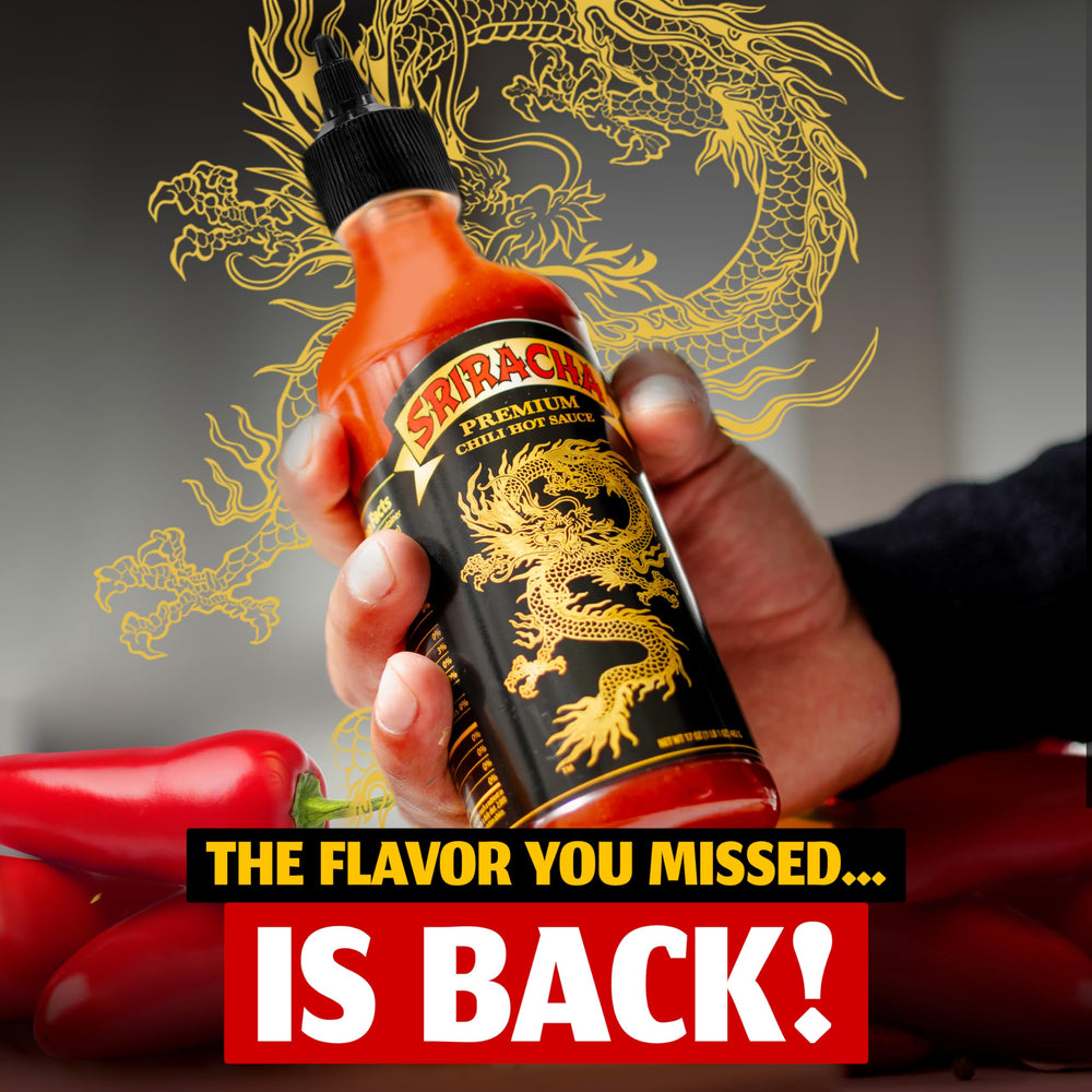 Underwood Ranches Dragon Sriracha bottle pour shows easy-squeeze convenience