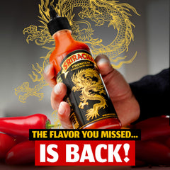 Underwood Ranches Dragon Sriracha bottle pour shows easy-squeeze convenience