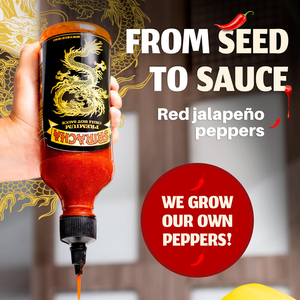 Underwood Ranches Dragon Sriracha squeeze bottle in action for steady heat
