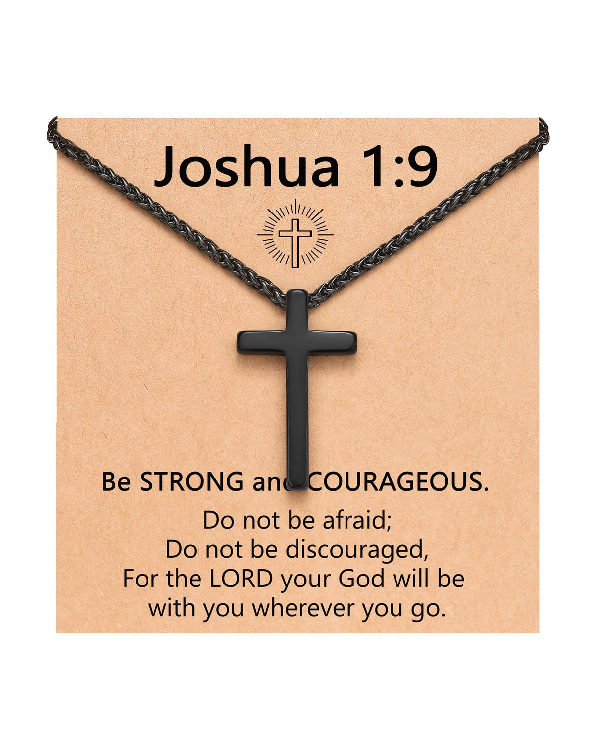UNGENT THEM cross necklace pendant closeup shows durable stainless steel for daily wear.