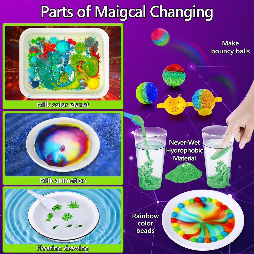 UNGLINGA 272 Experiments rainbow walking water demonstrates color changes in action.