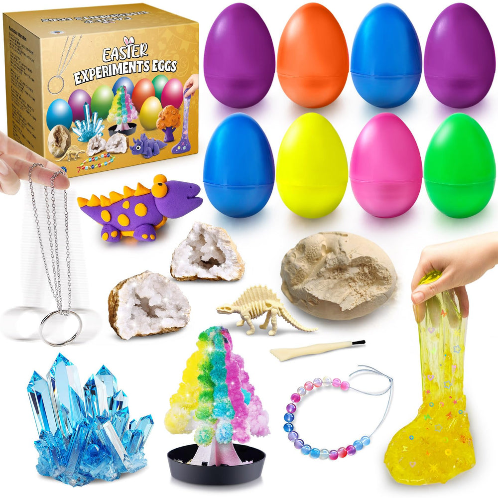 UNGLINGA 8 Experiments Eggs kit set showing eight colorful egg kits for learning.
