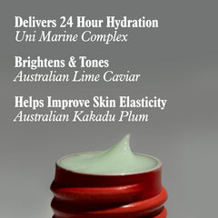 uni lime caviar exfoliating particles on skin for brighter texture