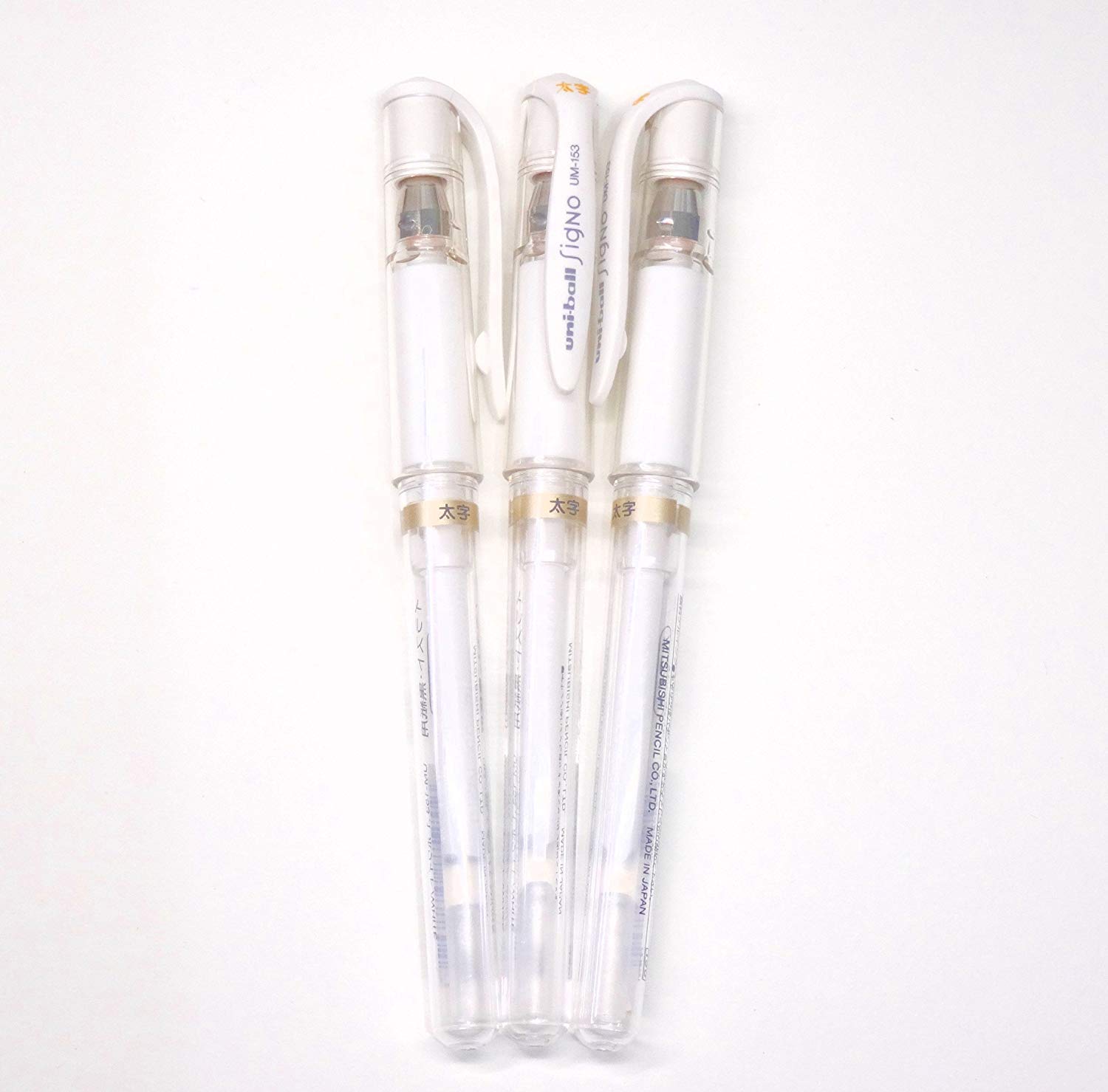 Uni-Ball UM-153 Signo broad white-barrel pen set of 3 for bold writing