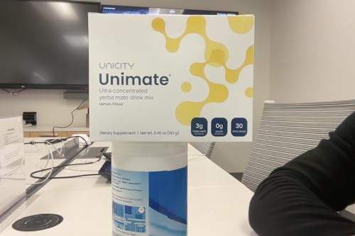 Unicity Unimate lemon-ginger box front highlighting 30 sticks.