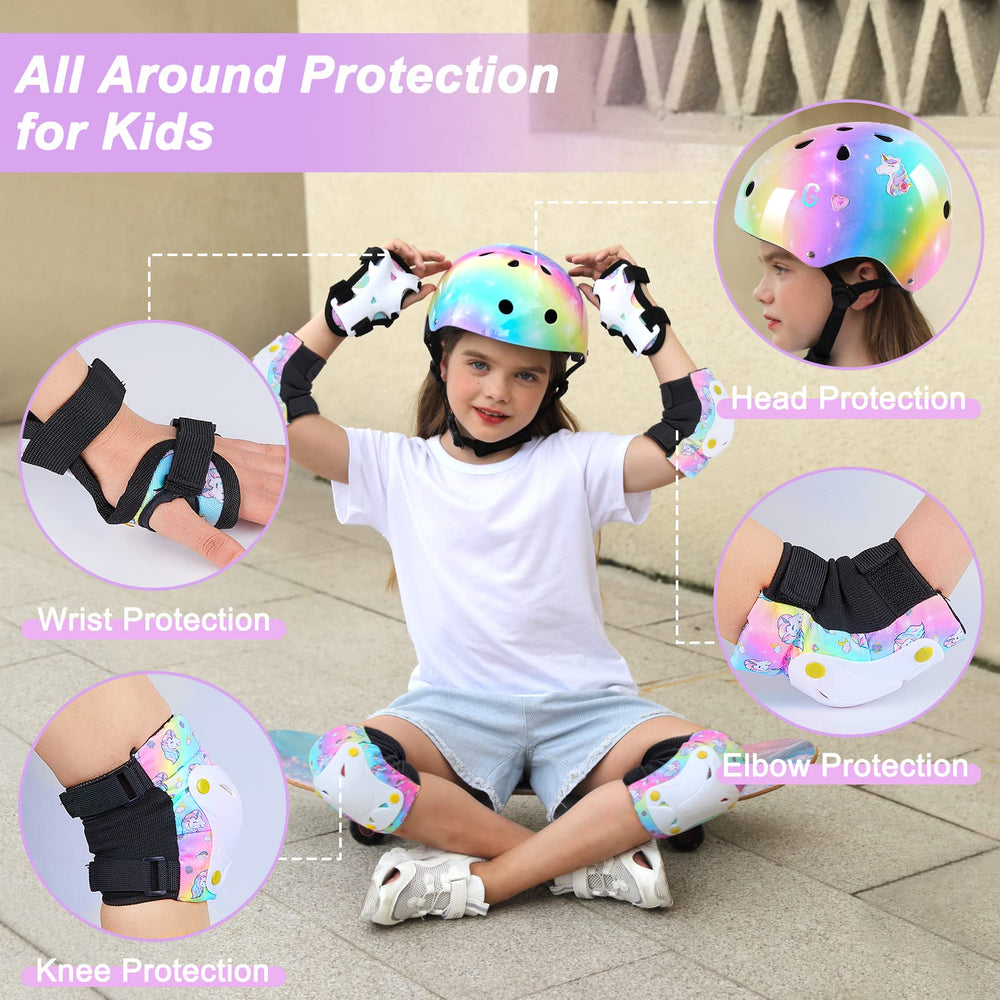 Sticker sheets for Unicorn Catcher helmet customization to personalize your child's gear.