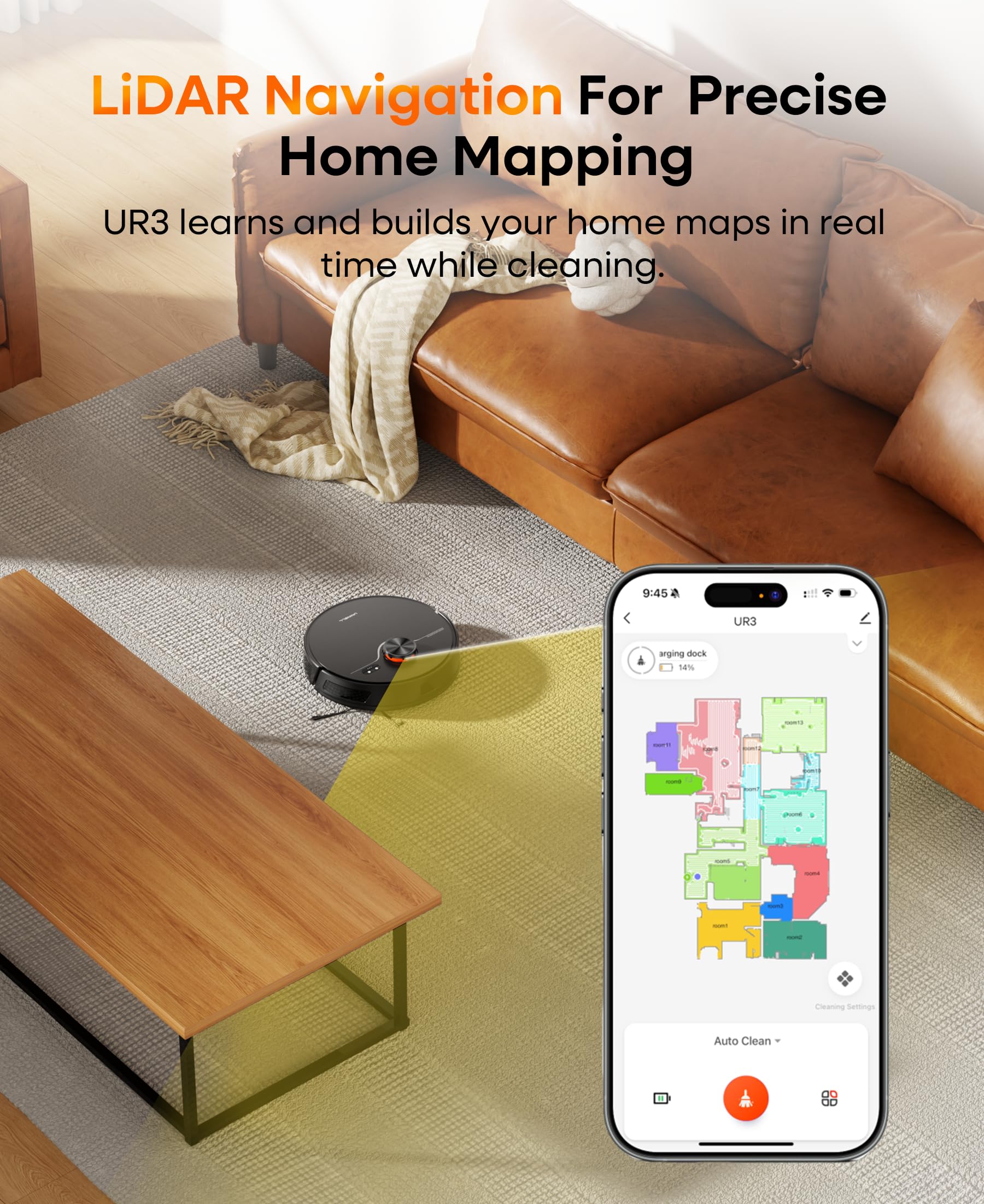 Uninell robot vacuum saves map layouts for up to five floors.