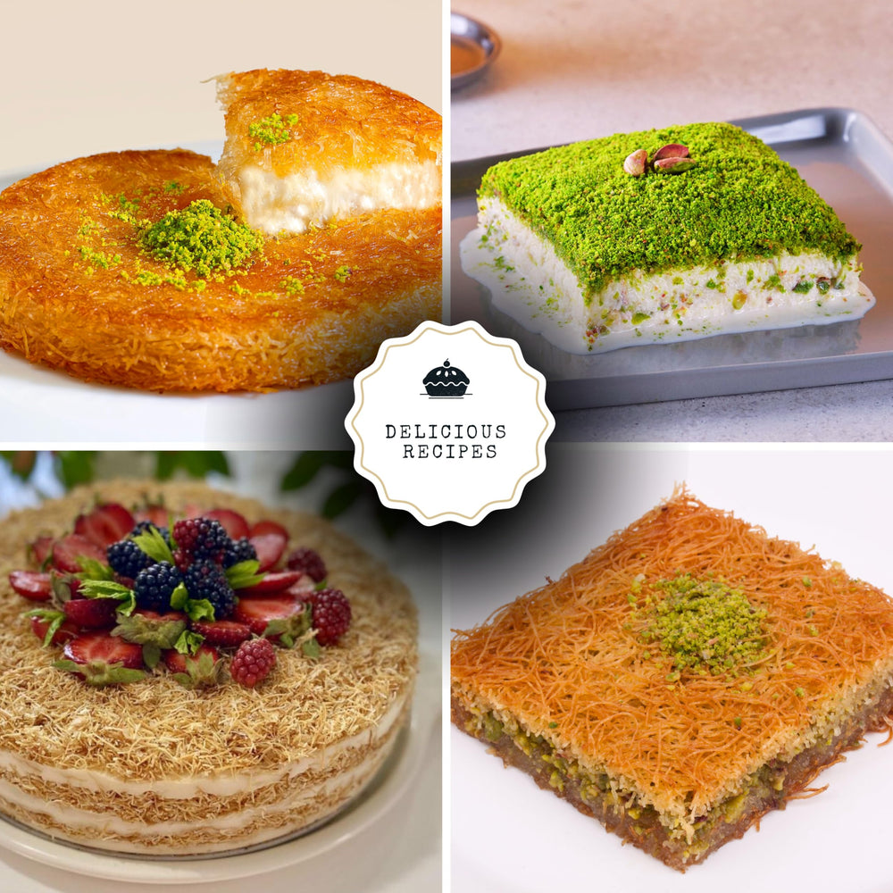 Golden UNIQBITE kataifi strands plated for a dessert or appetizer
