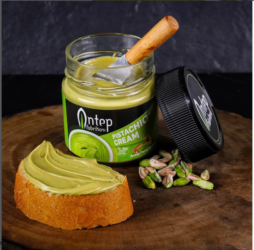 UNIQBITE Pistachio Cream on bread demonstrates creamy spreadability for breakfast