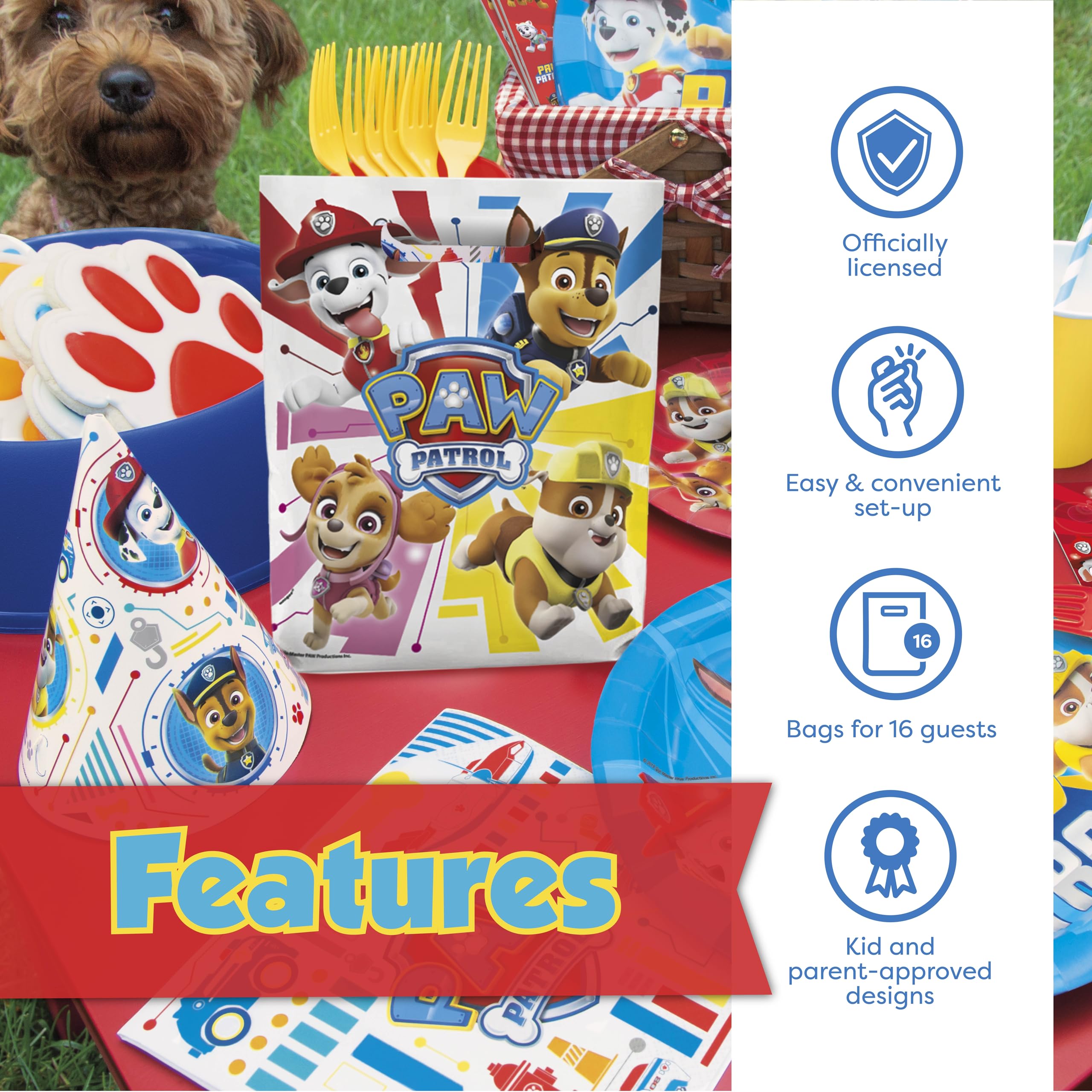 Unique Paw Patrol goodie bags on display, festive and ready