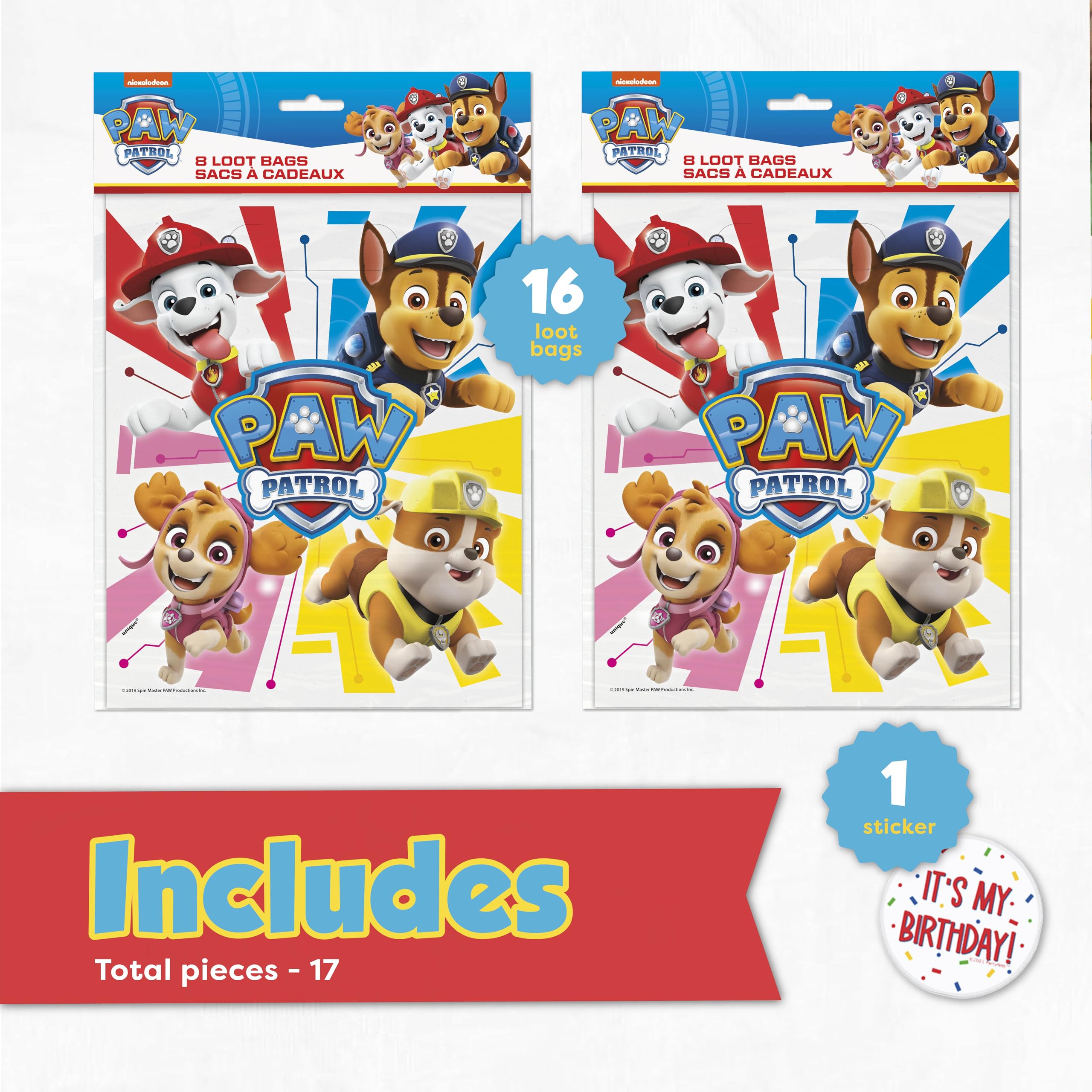 Unique Paw Patrol 'It's My Birthday' sticker, perfect as guest badge