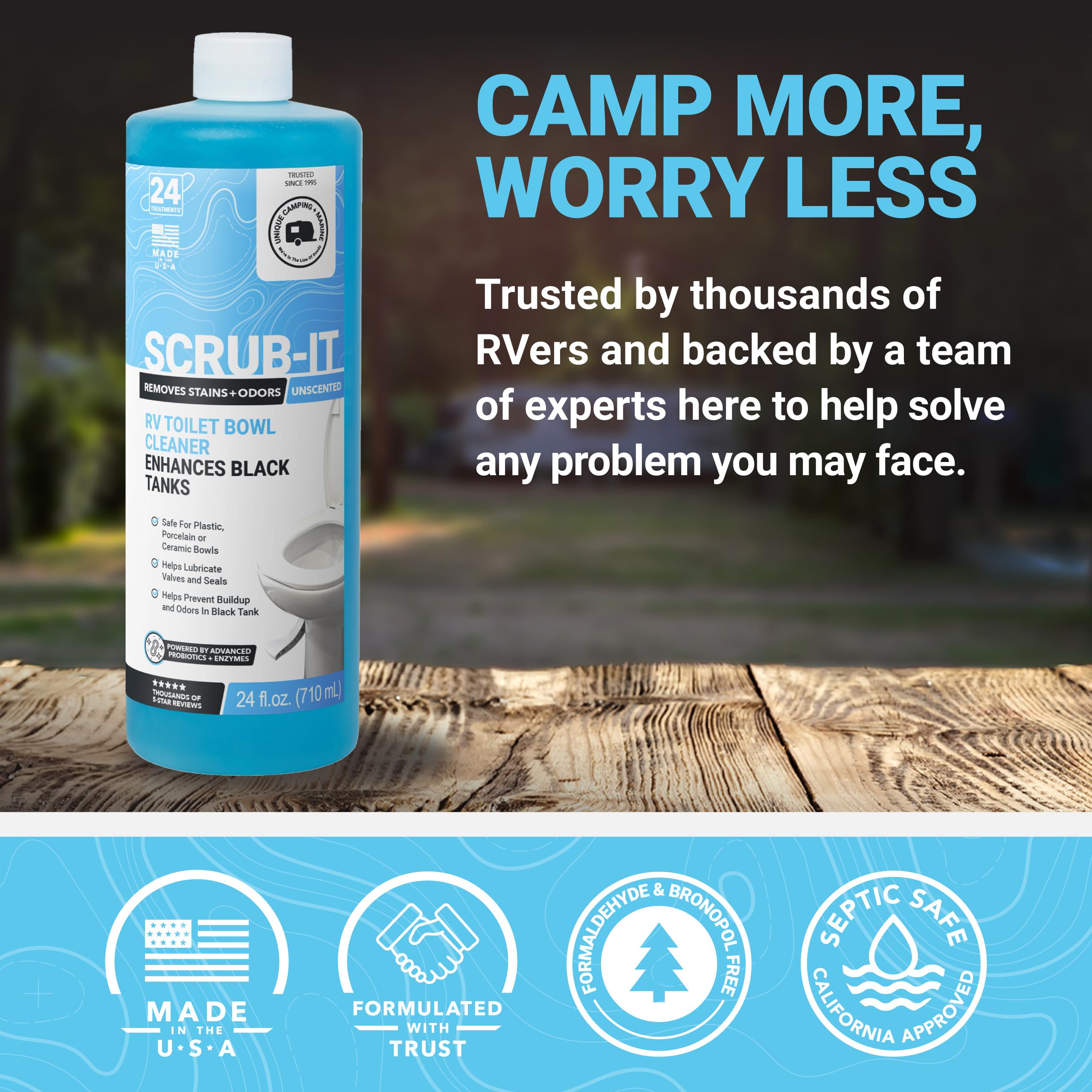 Amazon Exclusive packaging of Unique Scrub-It RV cleaner