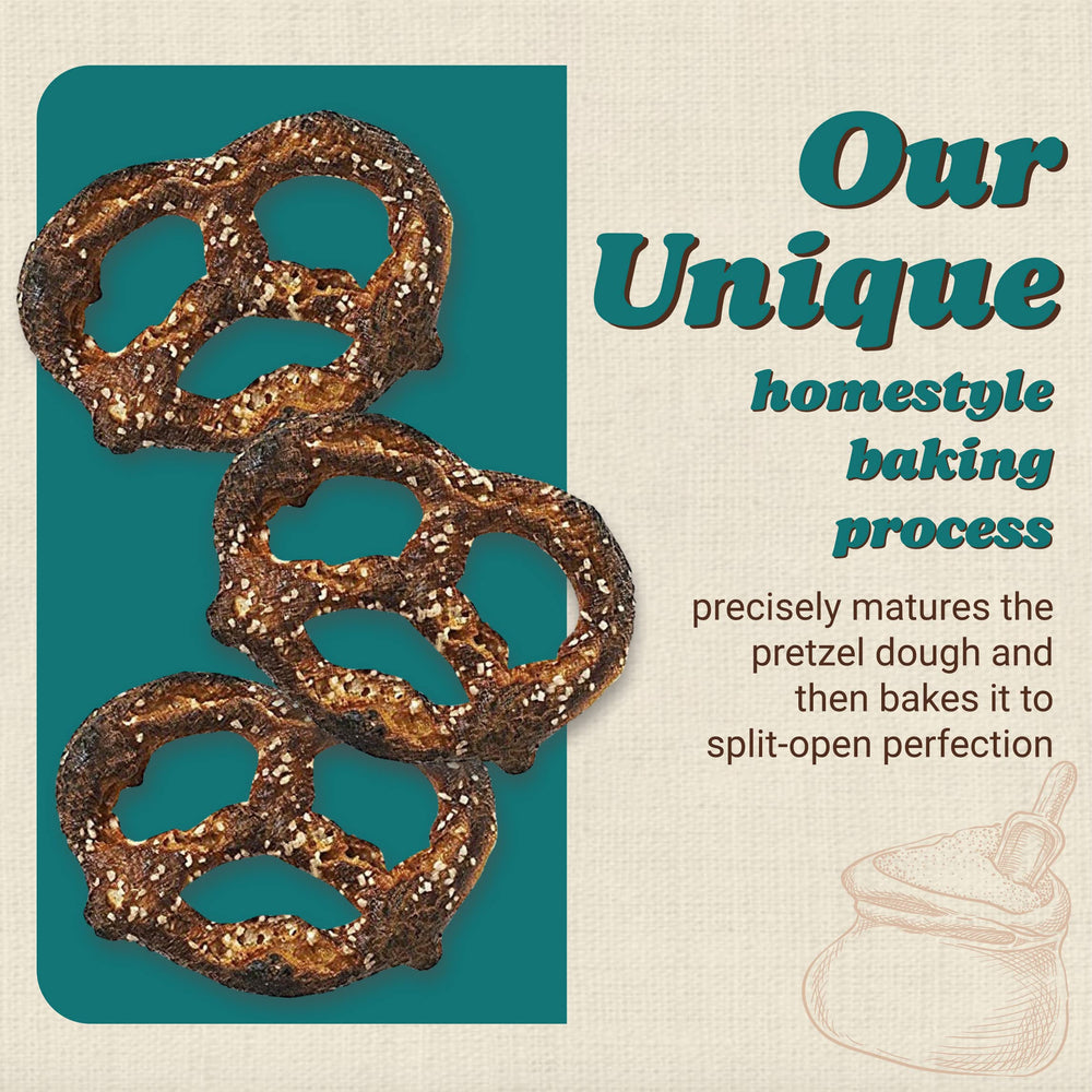 Unique Snacks Extra Dark Splits Pretzels six-pack option image for sharing.