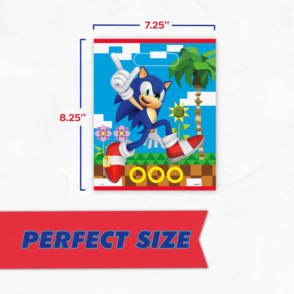 Unique Sonic party bags include a sticker for the birthday child.
