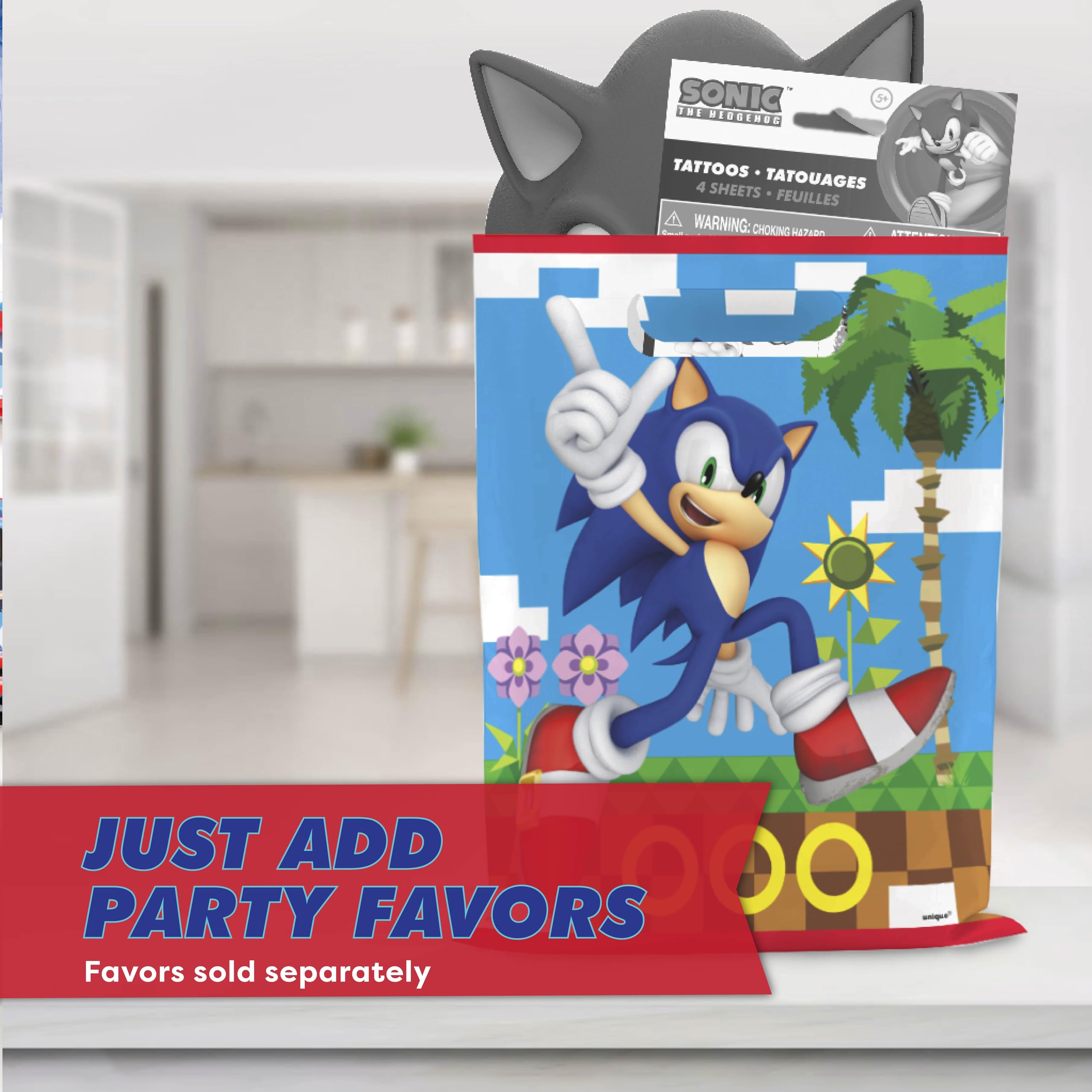 Unique Sonic party bags are officially licensed decorations for authentic theme.