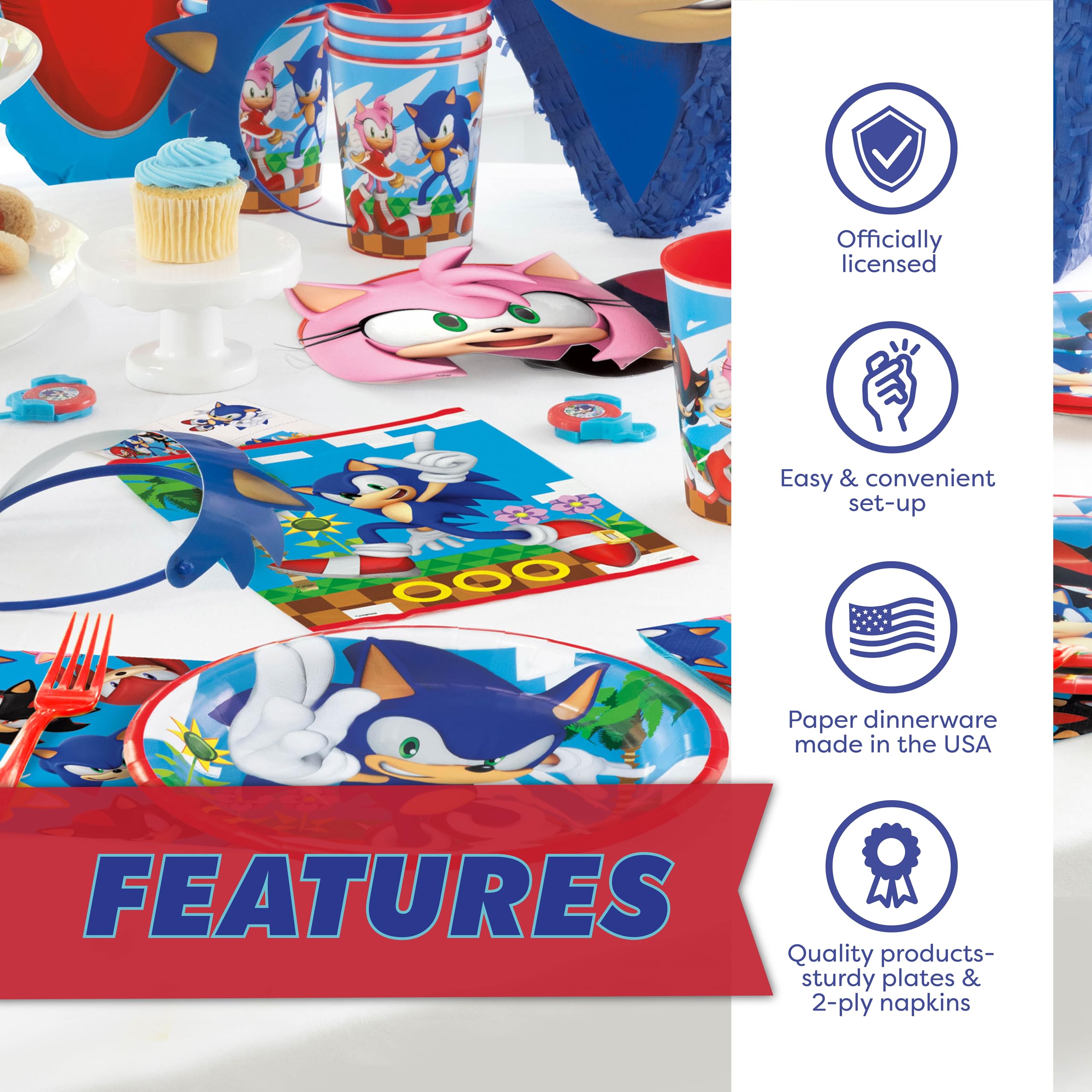 Unique Sonic party bags sized 7.25 by 8.25 inches for easy gifting.