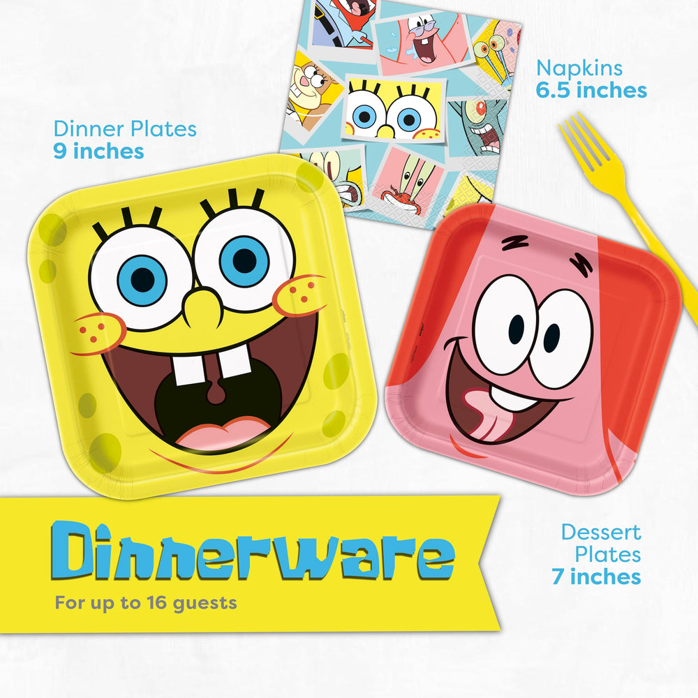 Unique Spongebob 7-inch plates for snacks and desserts.