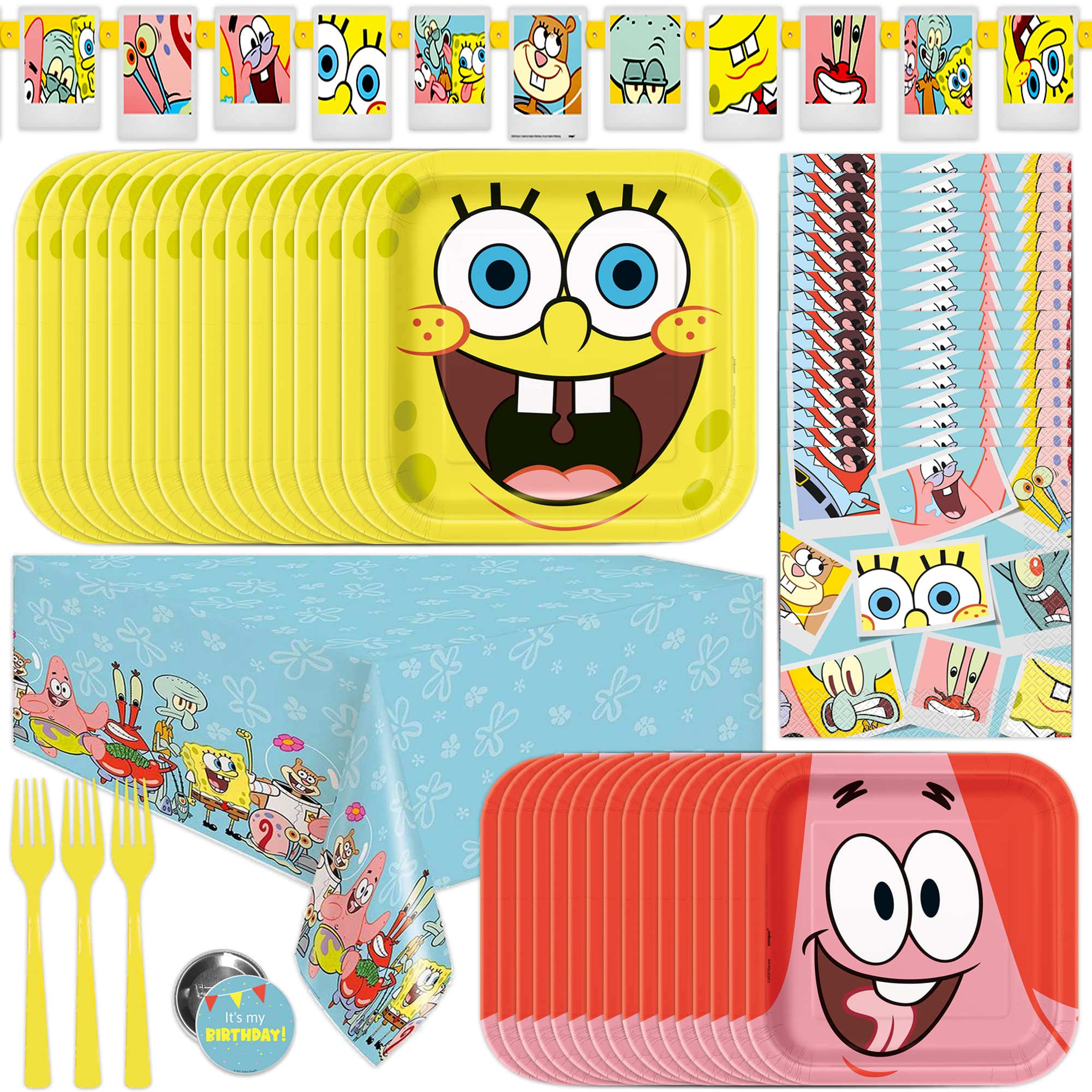 Unique Spongebob birthday banner brightens the party entrance.