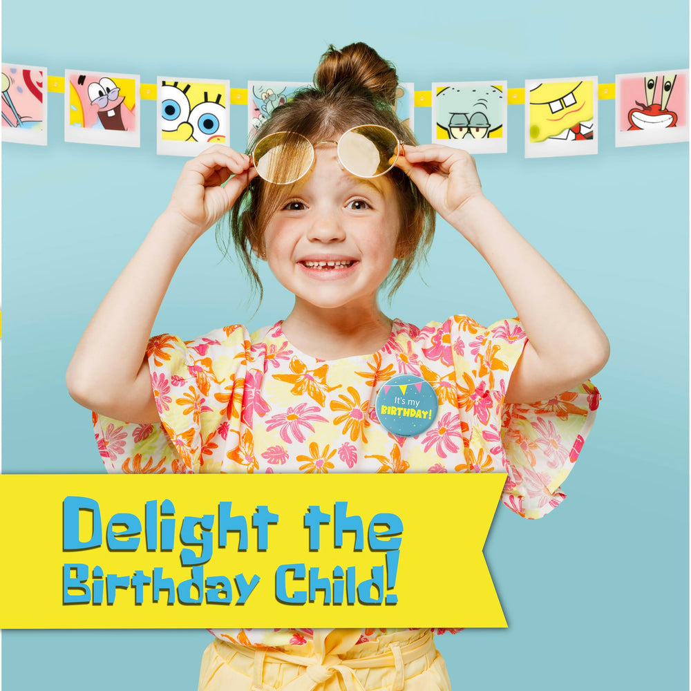Unique Spongebob birthday button honors the guest.