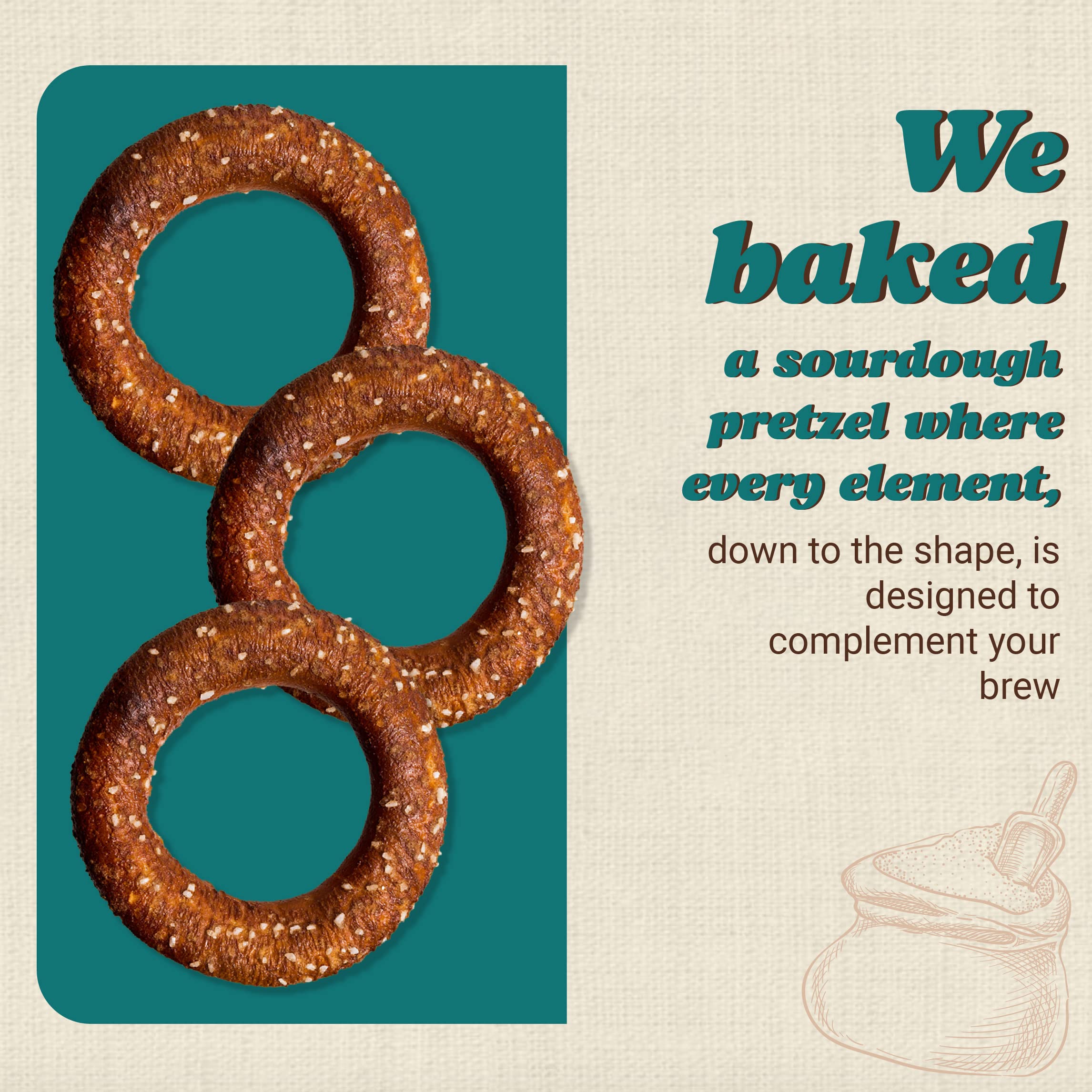 Unique Snacks pretzel rings served with beer pairing on table