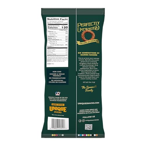 Unique Snacks sourdough craft beer pretzel rings pack-view with 11 oz bag for sharing