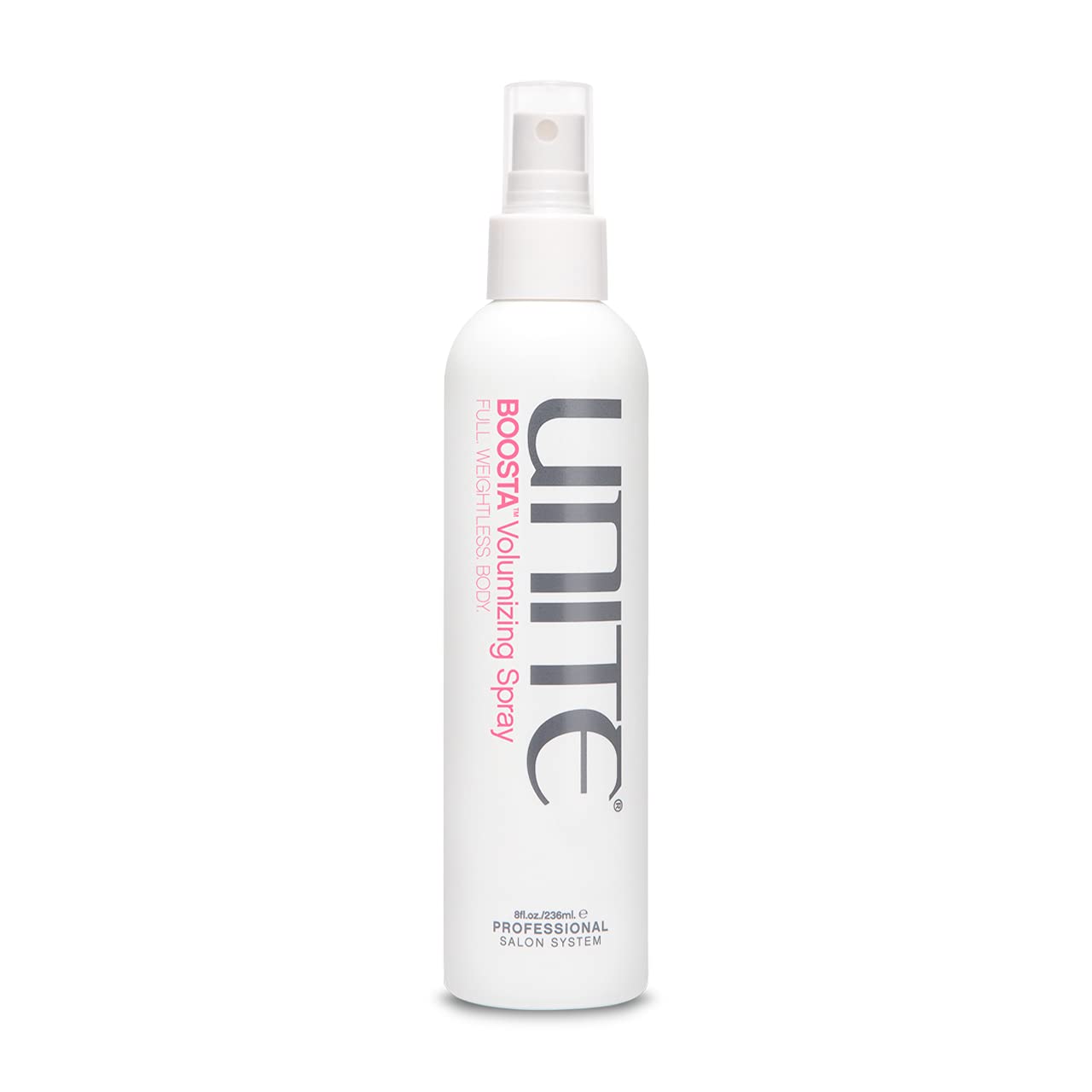 UNITE BOOSTA bottle lifts hair for weightless volume and texture.