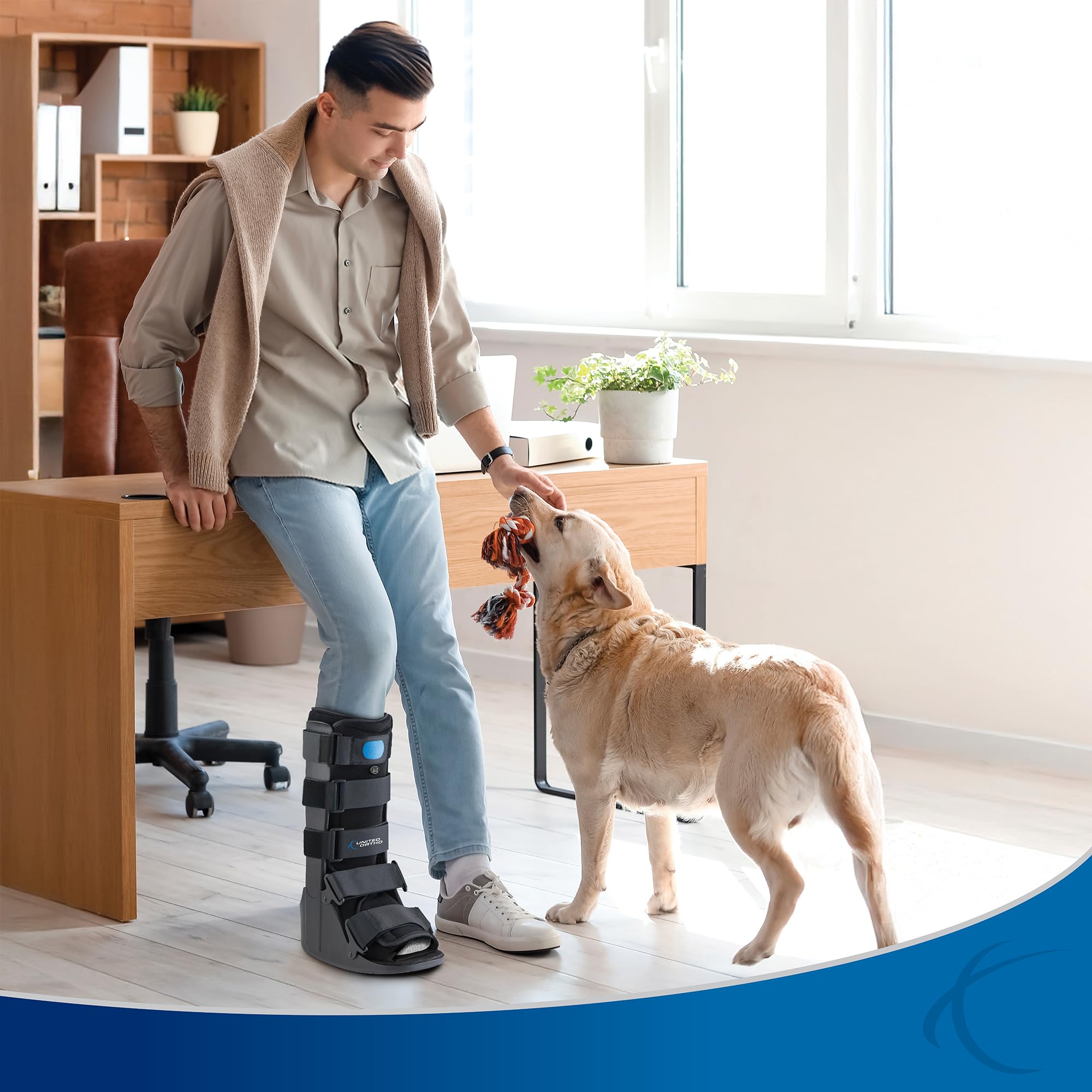 United Ortho USA14107 Air Cam Walker steel-reinforced uprights ensure durability.