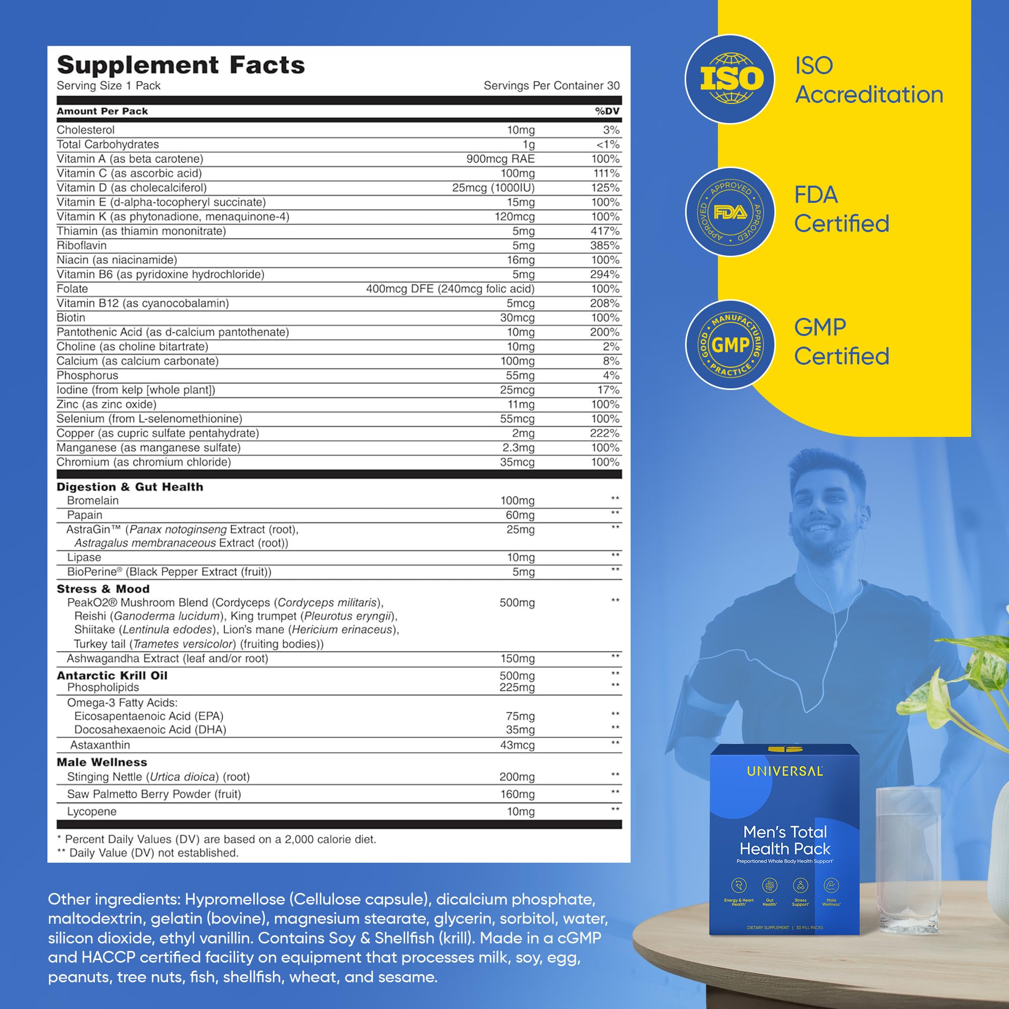 Universal U on-the-go packaging enables convenient daily vitamins anywhere.