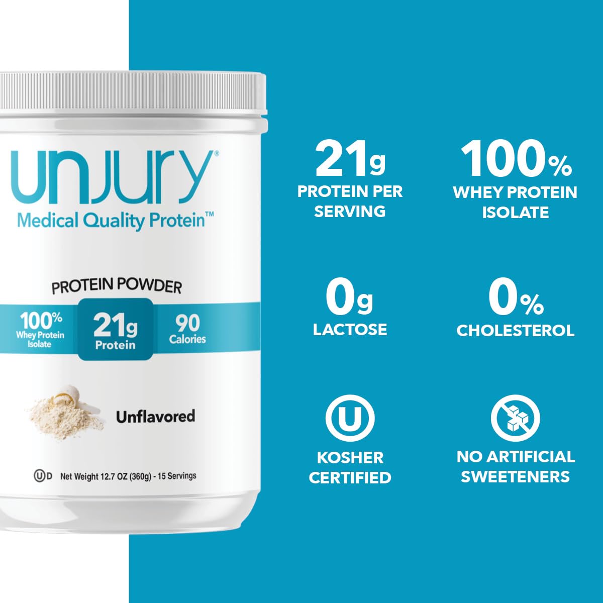 Unjury Unflavored Protein Baking Mix in a mixing bowl ready for recipes
