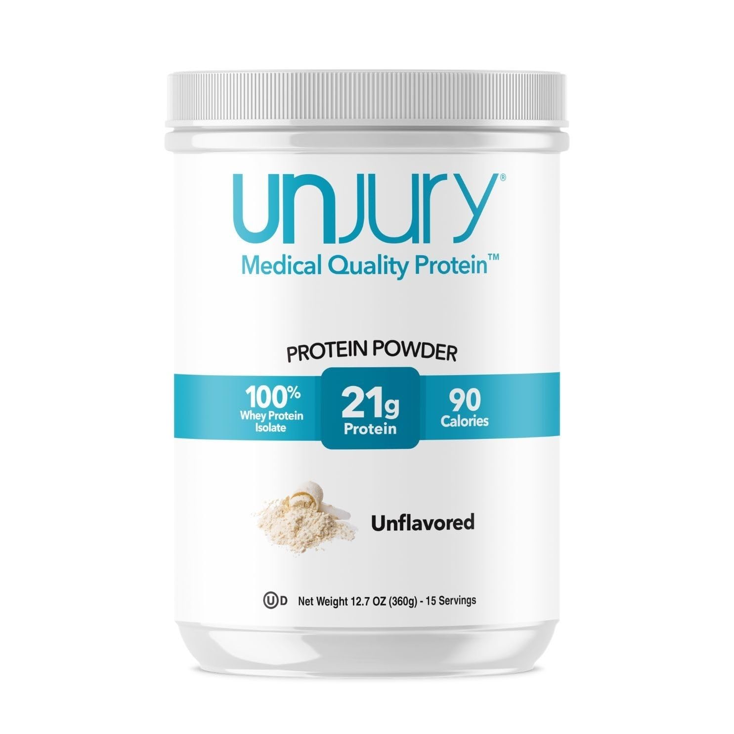 Unjury Unflavored Protein Bottle showing packaging for convenient daily protein