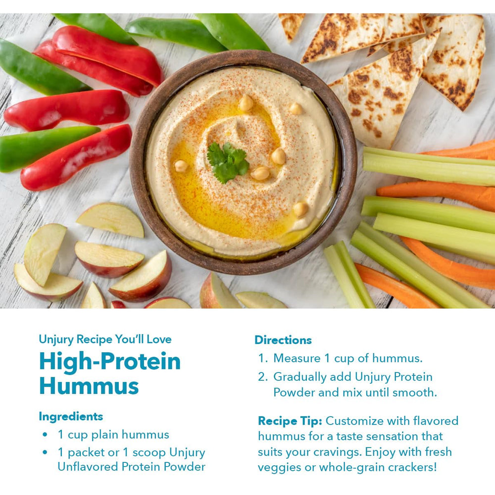 Unjury Unflavored Protein Smoothie in blender highlights easy post-workout nutrition
