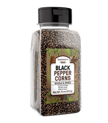 Unpretentious whole peppercorns closeup showing fresh-ground potential.