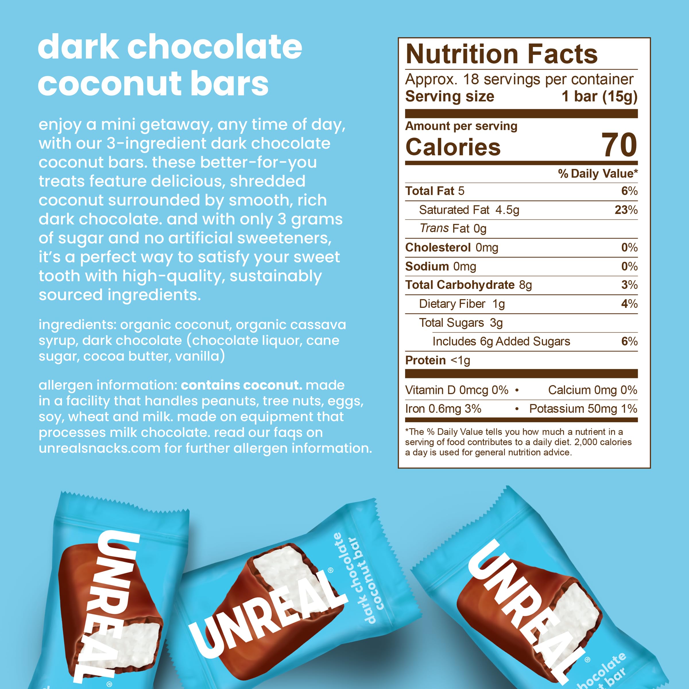 40 individually wrapped mini bars in the UNREAL caddie for on-the-go lunches