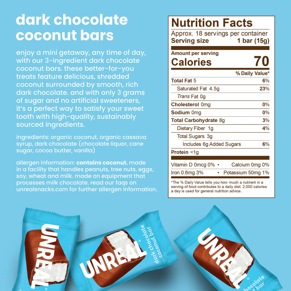 40 individually wrapped mini bars in the UNREAL caddie for on-the-go lunches