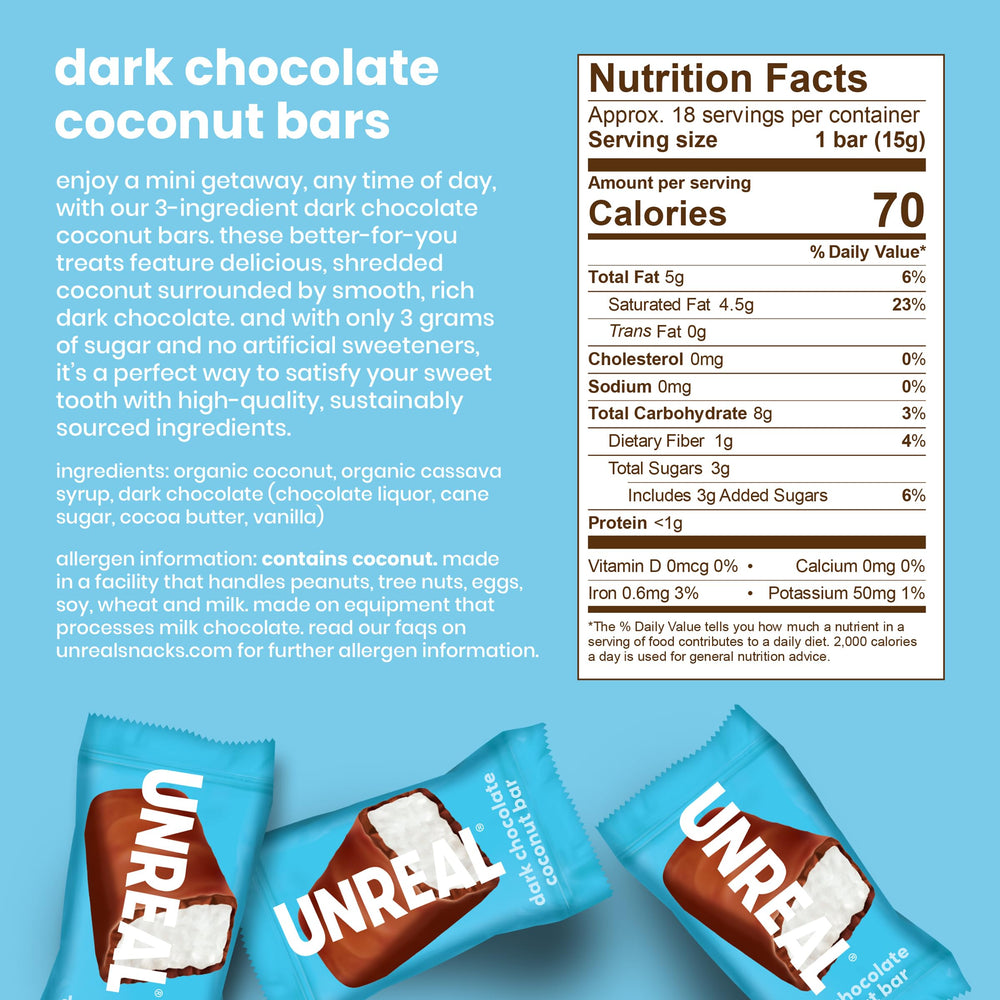 UNREAL bar individually wrapped for convenient lunches and snacks.