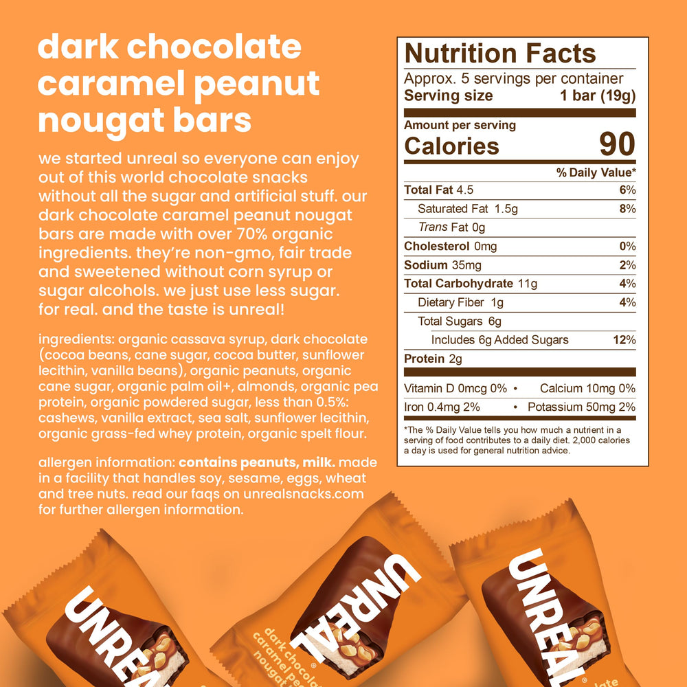 UNREAL Dark Chocolate Peanut Gems with crunchy centers for bold flavor