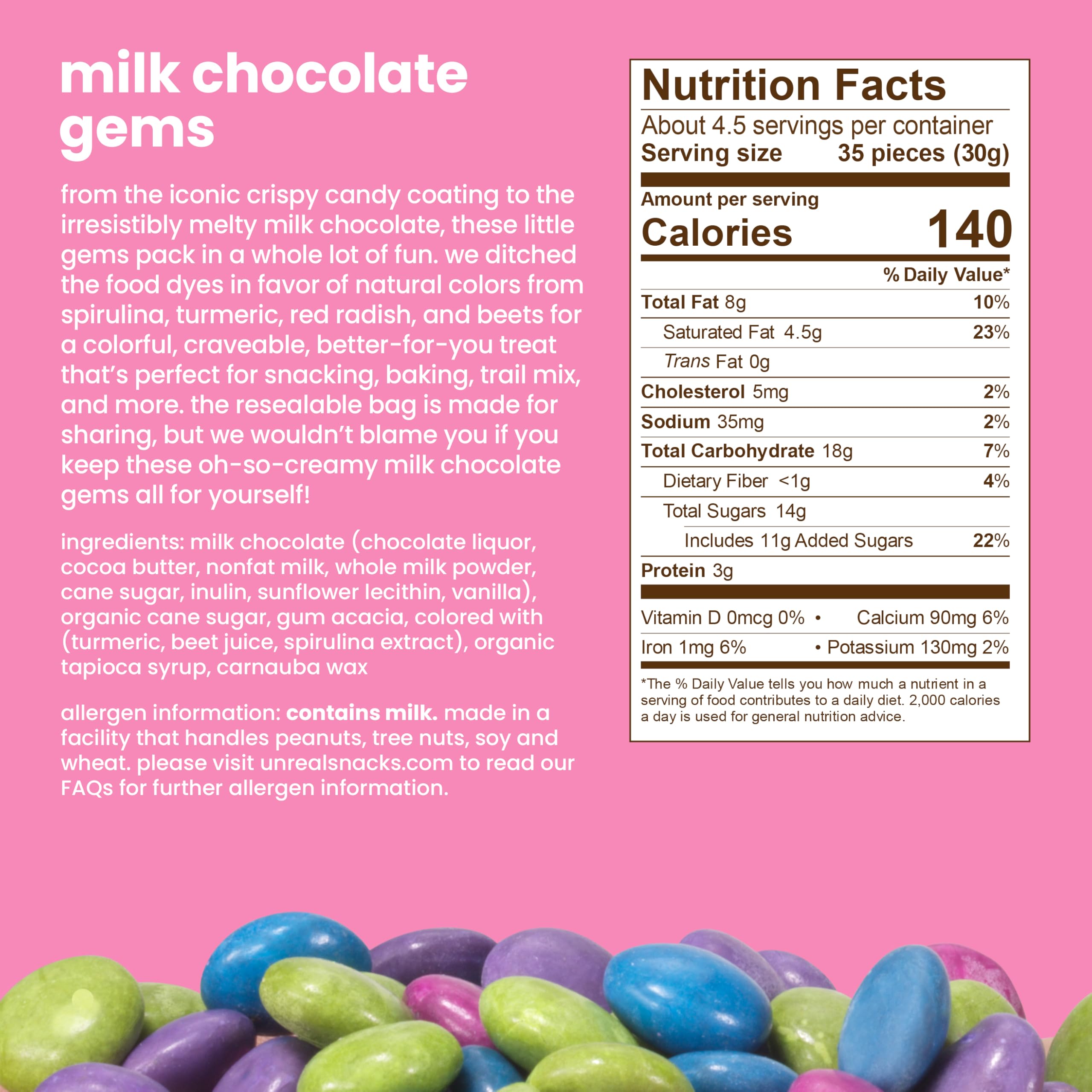 UNREAL Milk Chocolate Gems offering smooth chocolate indulgence