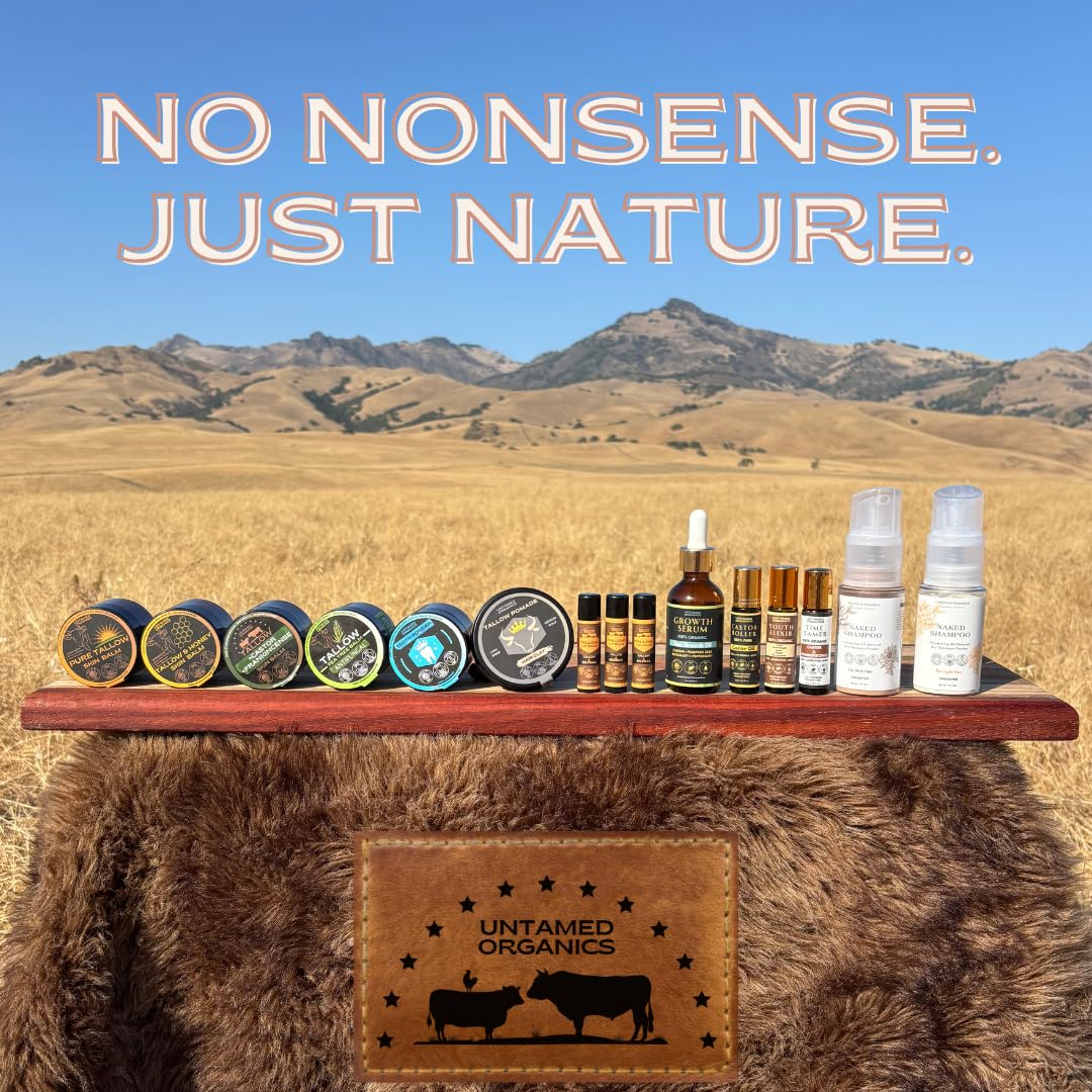 Untamed Organics lip balm application on dry lips for lasting moisture.