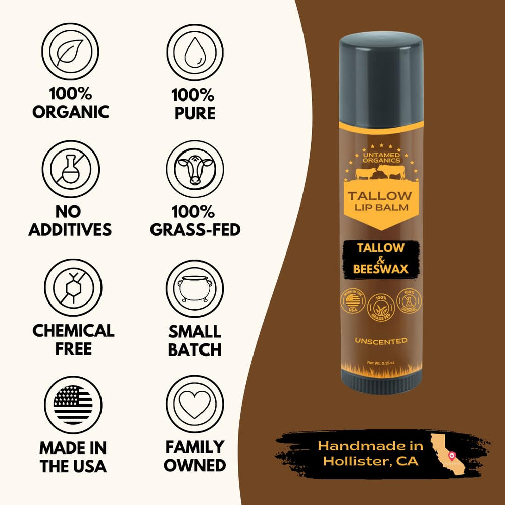 Untamed Organics lip balm held in hands, ideal for on-the-go hydration.