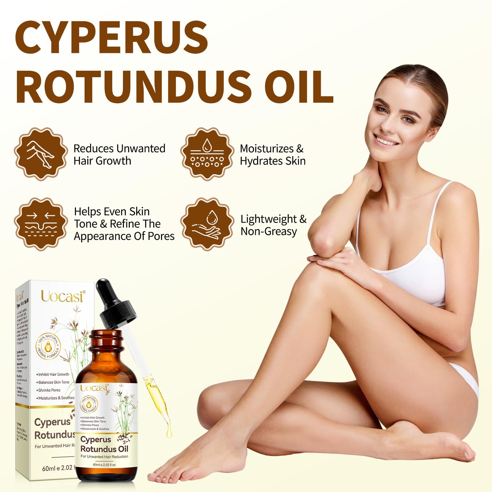 Uocasi soothing texture on skin after hair removal, offering calm hydration.