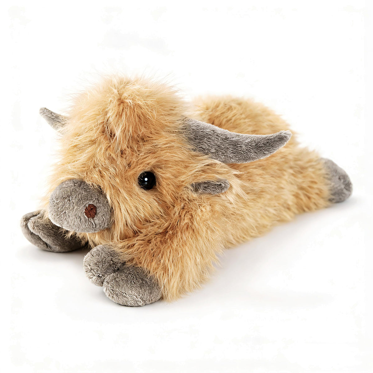 Uoozii Highland Cow weighted plush face view shows cuddly texture and comforting weight