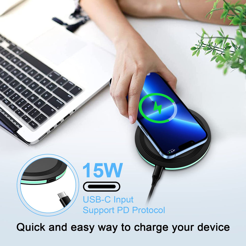 Case-friendly charging pad with slim design and grip