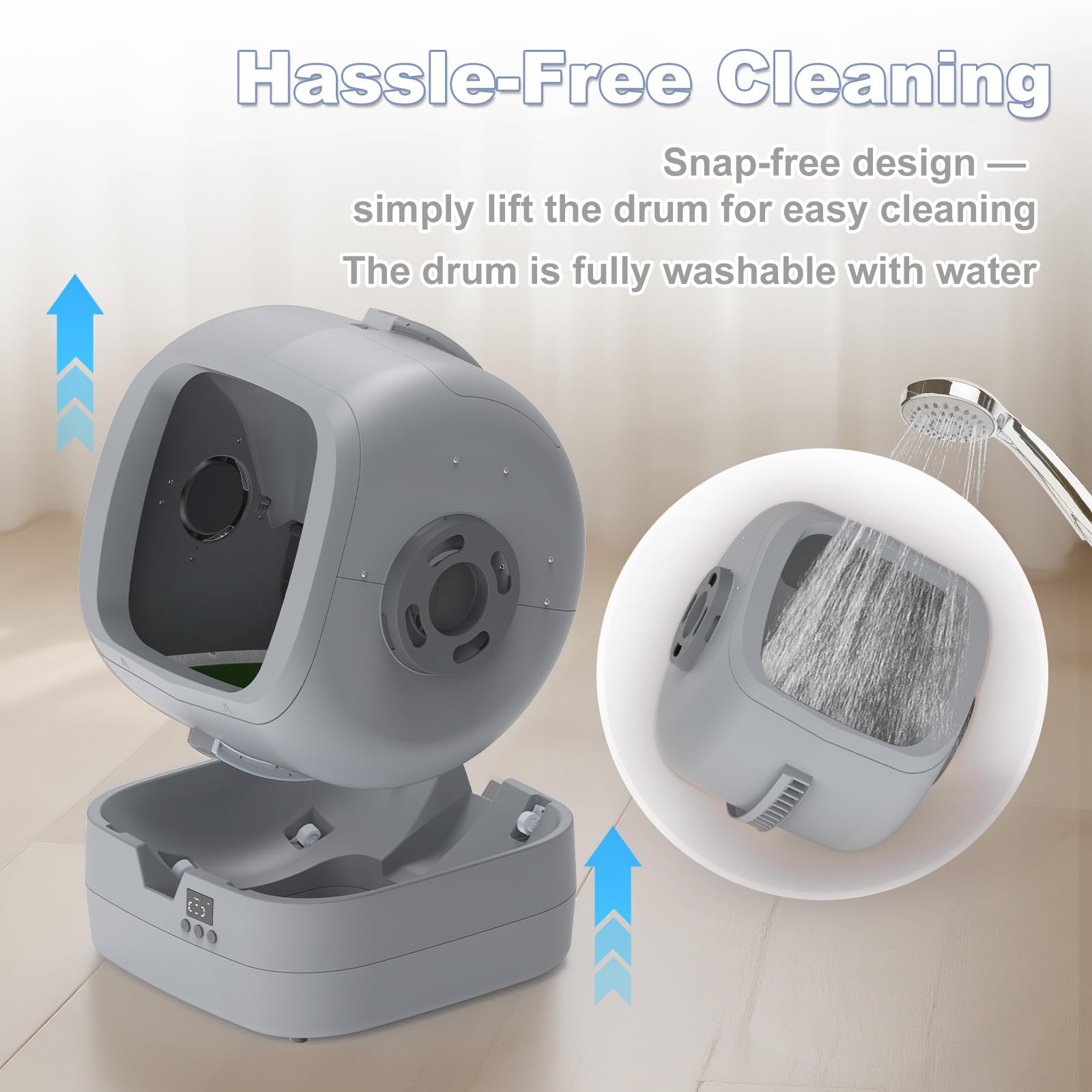 UPFAS litter box safety feature anti pinch protects paws during use.