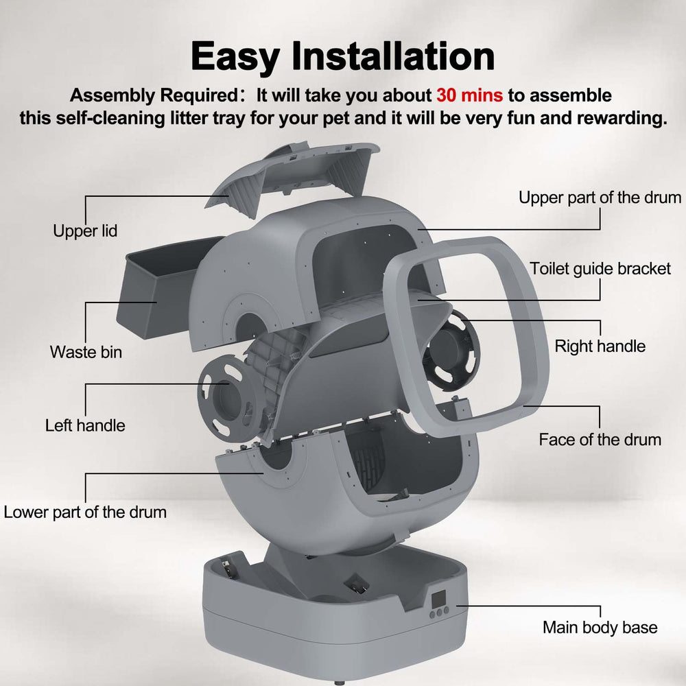 UPFAS medium cat litter box with dimensions designed for compact spaces.