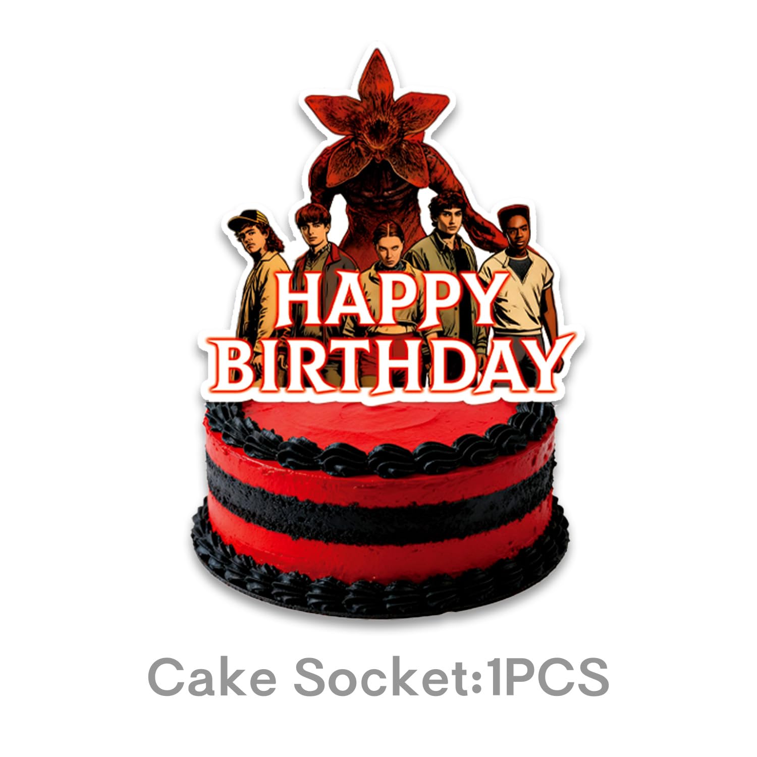 UPFSHW Stranger 5 cake topper adds instant focal point to cake.