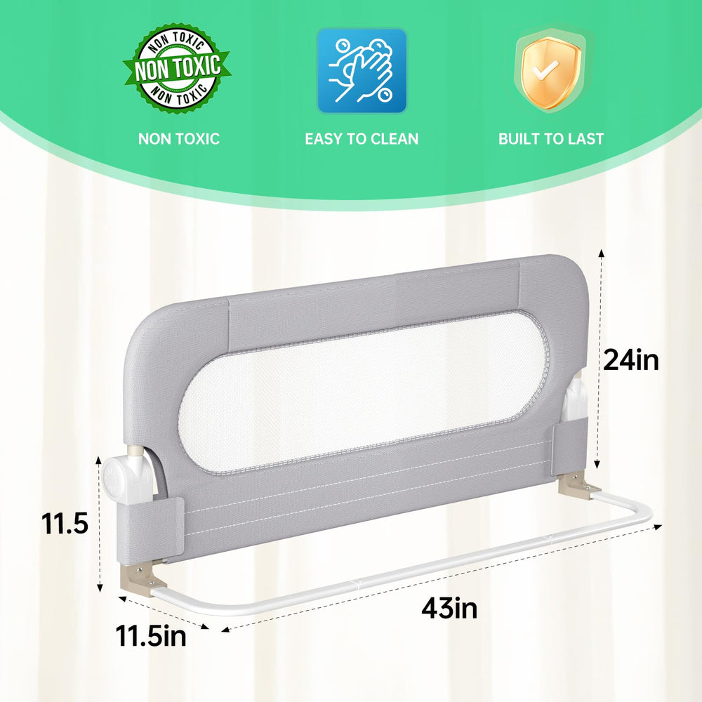 UPGOGO grey bed rail guard showing anchor system for stability.